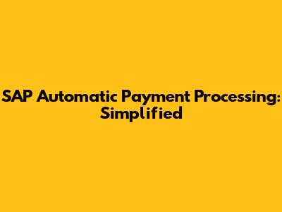 SAP Automatic Payment Processing: Simplified