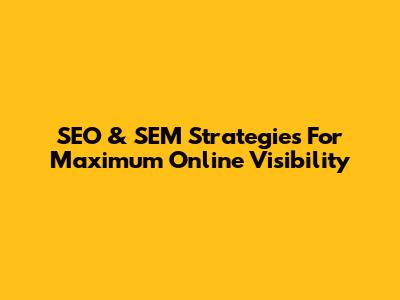 SEO & SEM Strategies For Maximum Online Visibility