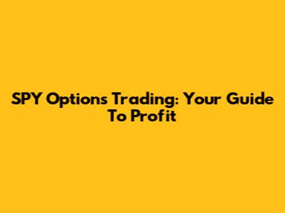 SPY Options Trading: Your Guide To Profit