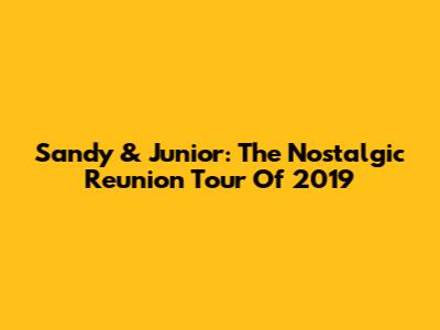 Sandy & Junior: The Nostalgic Reunion Tour Of 2019