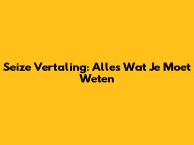 Seize Vertaling: Alles Wat Je Moet Weten