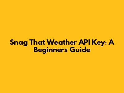 Snag That Weather API Key: A Beginner's Guide