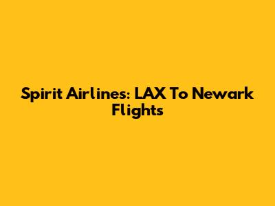 Spirit Airlines: LAX To Newark Flights