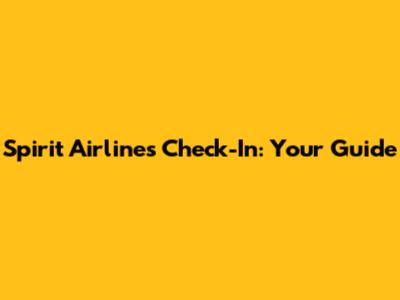 Spirit Airlines Check-In: Your Guide