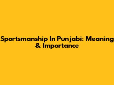 Sportsmanship In Punjabi: Meaning & Importance
