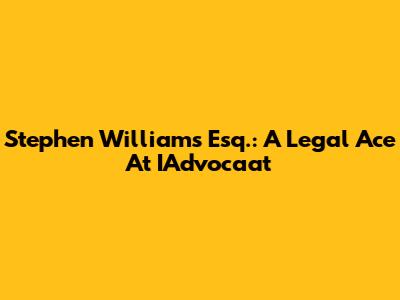 Stephen Williams Esq.: A Legal Ace At IAdvocaat