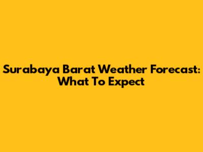 Surabaya Barat Weather Forecast: What To Expect