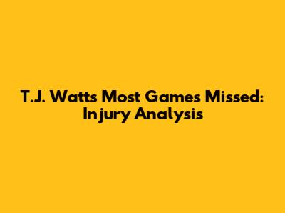 T.J. Watt's Most Games Missed: Injury Analysis