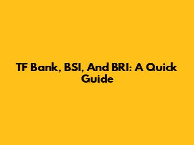 TF Bank, BSI, And BRI: A Quick Guide