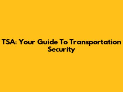 TSA: Your Guide To Transportation Security