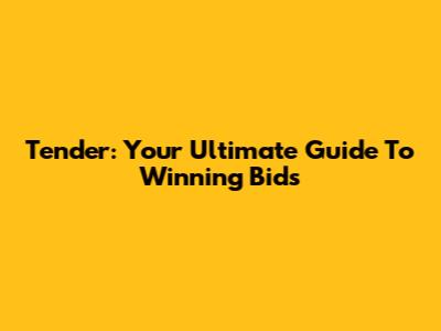 Tender: Your Ultimate Guide To Winning Bids