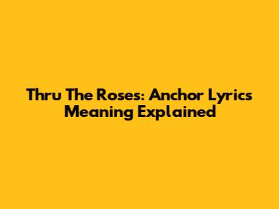 Thru The Roses: Anchor Lyrics Meaning Explained