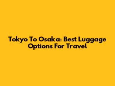 Tokyo To Osaka: Best Luggage Options For Travel