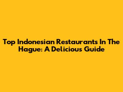 Top Indonesian Restaurants In The Hague: A Delicious Guide