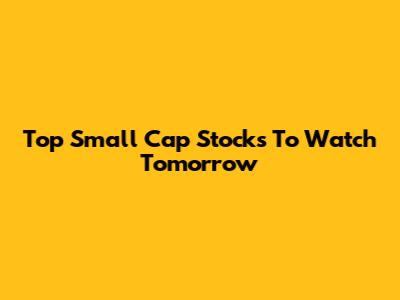 Top Small Cap Stocks To Watch Tomorrow