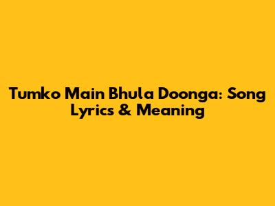 Tumko Main Bhula Doonga: Song Lyrics & Meaning