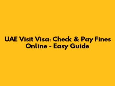 UAE Visit Visa: Check & Pay Fines Online - Easy Guide