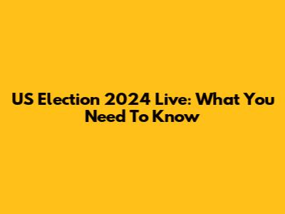 US Election 2024 Live: What You Need To Know