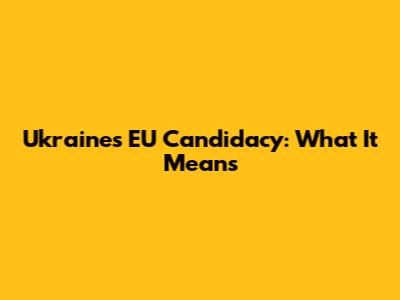 Ukraine's EU Candidacy: What It Means