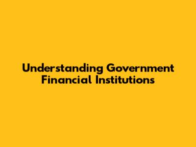 Understanding Government Financial Institutions