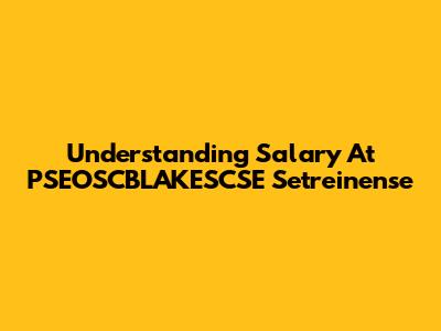 Understanding Salary At PSEOSCBLAKESCSE Setreinense