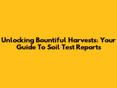 Unlocking Bountiful Harvests: Your Guide To Soil Test Reports