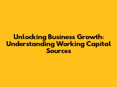 Unlocking Business Growth: Understanding Working Capital Sources