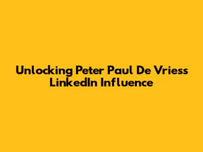 Unlocking Peter Paul De Vries's LinkedIn Influence