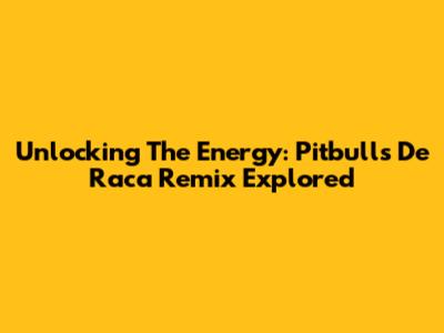Unlocking The Energy: Pitbull's 'De Raca' Remix Explored