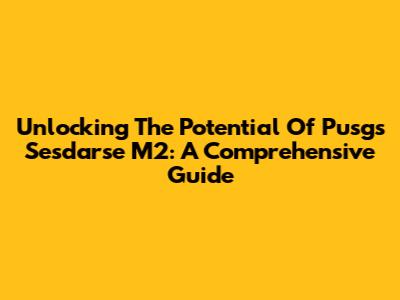 Unlocking The Potential Of Pusgs Sesdarse M2: A Comprehensive Guide