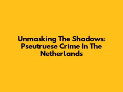 Unmasking The Shadows: Pseutruese Crime In The Netherlands
