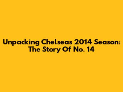 Unpacking Chelsea's 2014 Season: The Story Of No. 14