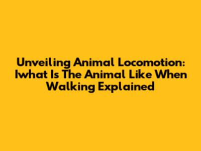 Unveiling Animal Locomotion: 'Iwhat Is The Animal Like When Walking' Explained