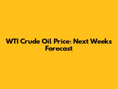 WTI Crude Oil Price: Next Week's Forecast