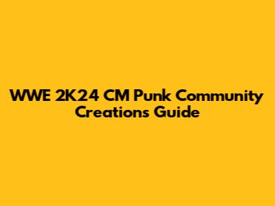 WWE 2K24 CM Punk Community Creations Guide