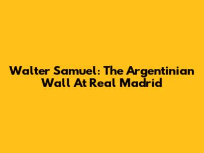 Walter Samuel: The Argentinian Wall At Real Madrid