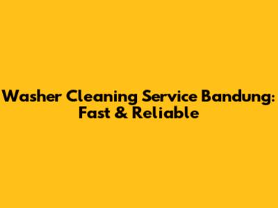 Washer Cleaning Service Bandung: Fast & Reliable
