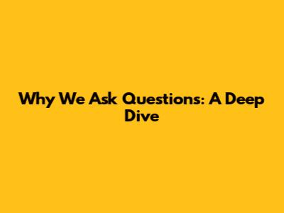 Why We Ask Questions: A Deep Dive