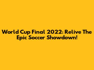 World Cup Final 2022: Relive The Epic Soccer Showdown!