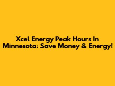 Xcel Energy Peak Hours In Minnesota: Save Money & Energy!