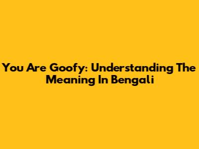 You Are Goofy: Understanding The Meaning In Bengali