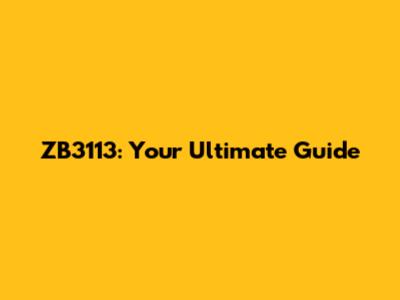 ZB3113: Your Ultimate Guide